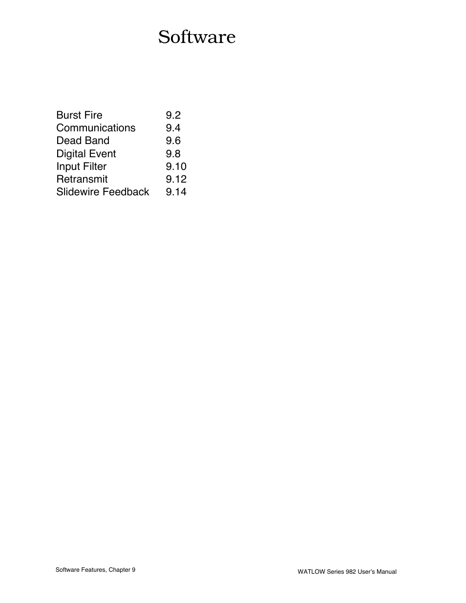 Chapter 9, Chapter 9 software | Watlow Series 982 User Manual | Page 115 / 141