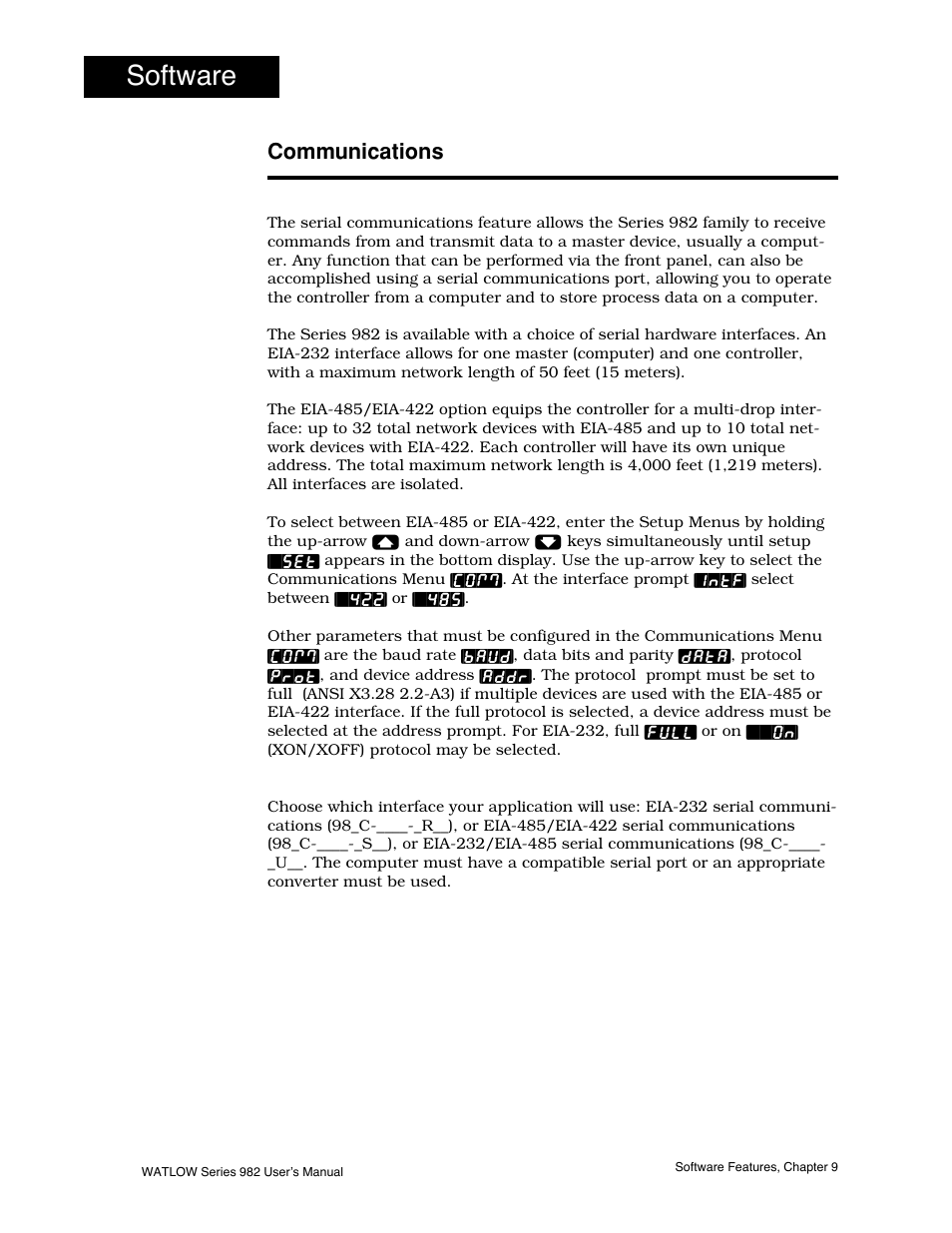 Communications, 4 communications, Software | Watlow Series 982 User Manual | Page 118 / 141