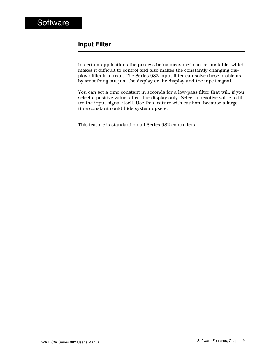 Input filter, 10 input filter, Software | Watlow Series 982 User Manual | Page 124 / 141