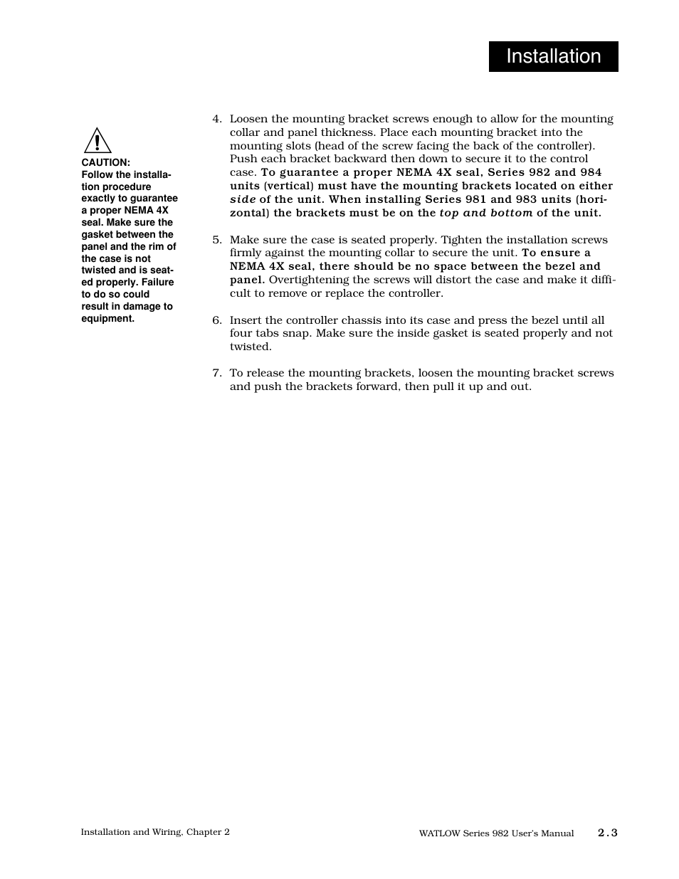 3 wiring the series 981/982, Installation | Watlow Series 982 User Manual | Page 13 / 141