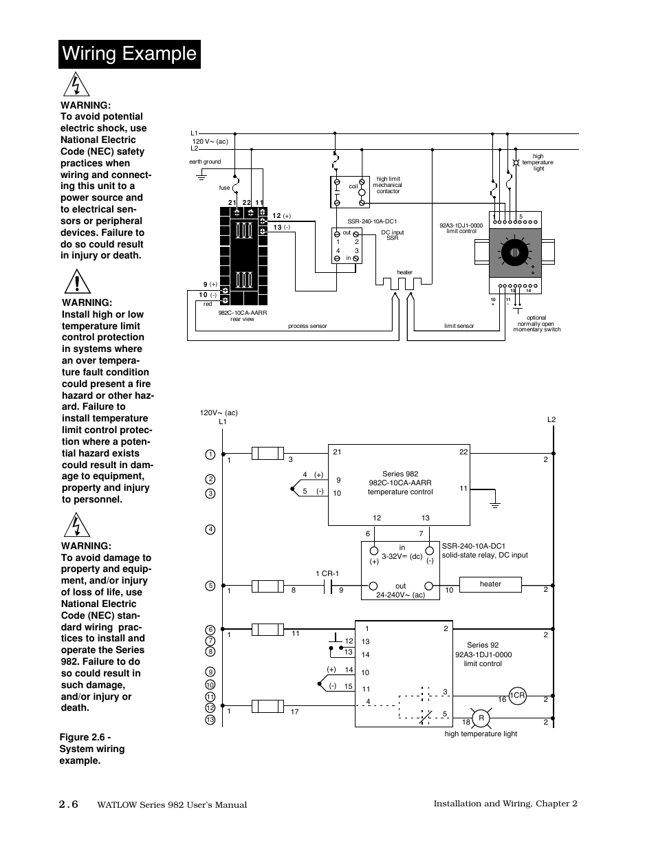 Wiring example, 6 wiring example, Figure 2.6 - system wiring example | Watlow Series 982 User Manual | Page 16 / 141