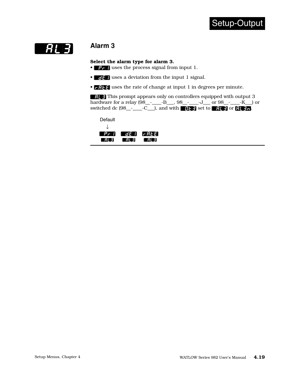Alarm 3, Setup-output | Watlow Series 982 User Manual | Page 45 / 141