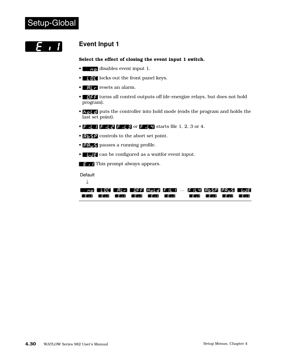 Event input 1, Setup-global | Watlow Series 982 User Manual | Page 56 / 141