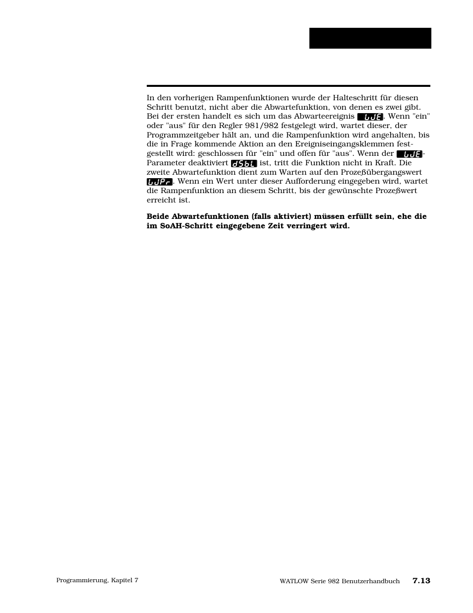 Die abwartefunktion, 13 die abwartefunktion, Beispielprogramm | Watlow Series 984 User Manual | Page 107 / 128