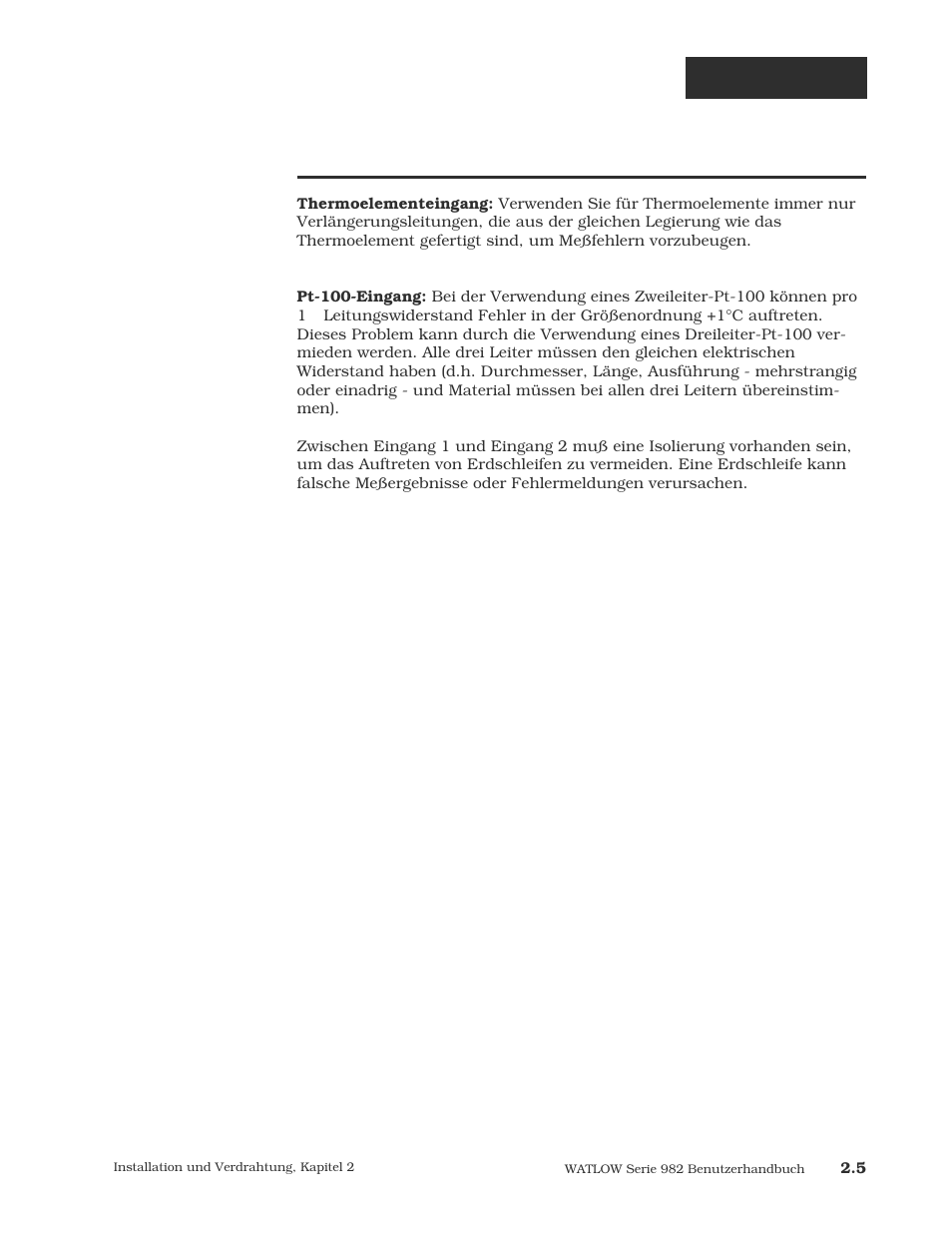 Hinweise für die meßfühlerinstallation, Verdrahtung | Watlow Series 984 User Manual | Page 15 / 128