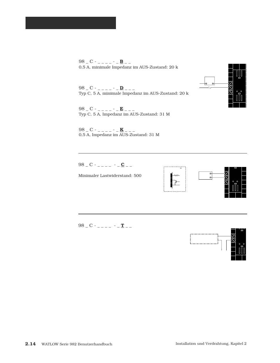 Verdrahtung ausgang 4, 14 verdrahtung ausgang 4, Logikausgang | Wechselstromausgänge, Spannungsversorgung für externe geräte | Watlow Series 984 User Manual | Page 24 / 128