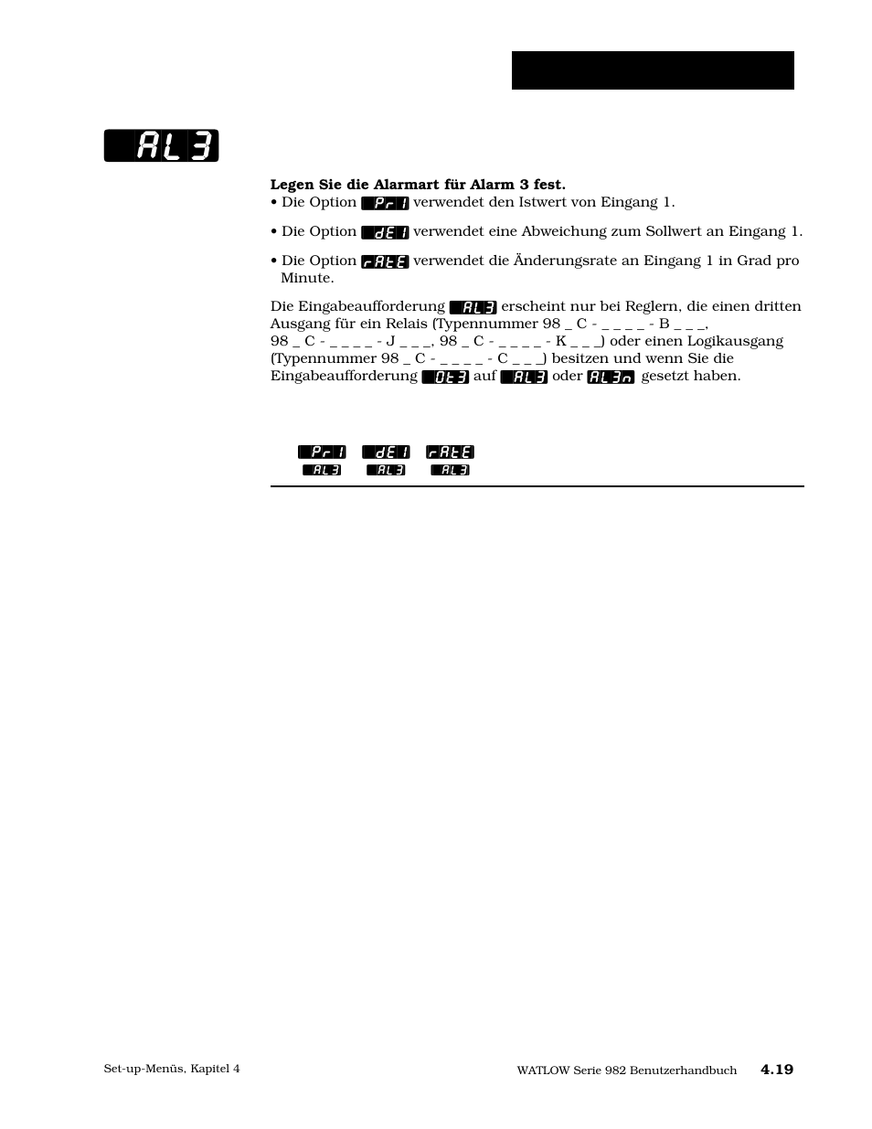 Alarm 3, Set-up: ausgangsmenü | Watlow Series 984 User Manual | Page 45 / 128