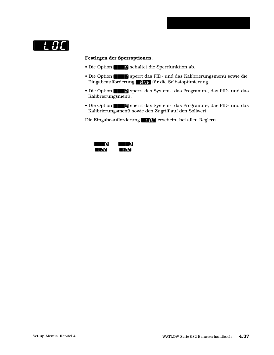 Sperre, Set-up: globalmenü | Watlow Series 984 User Manual | Page 63 / 128
