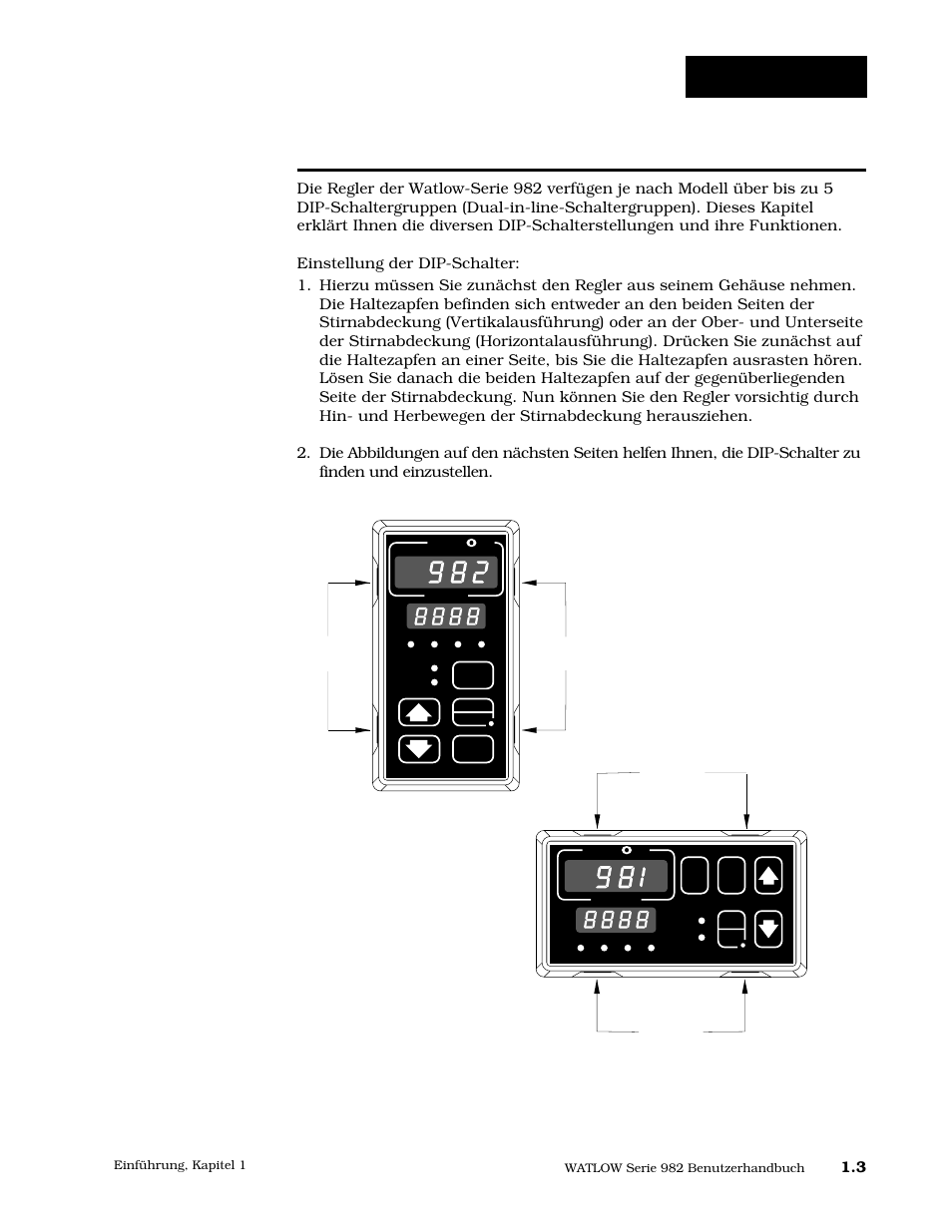 Dip-schalter, Dip-schalter und ihre funktionen | Watlow Series 984 User Manual | Page 7 / 128