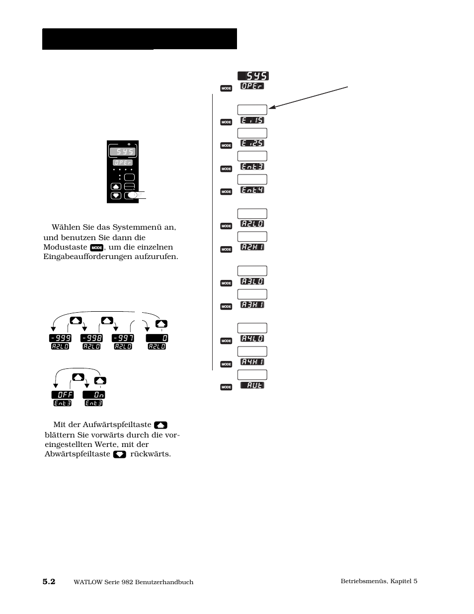 Betriebsmenü: systemmenü, Das systemmenü, Systemmenü | Watlow Series 984 User Manual | Page 70 / 128