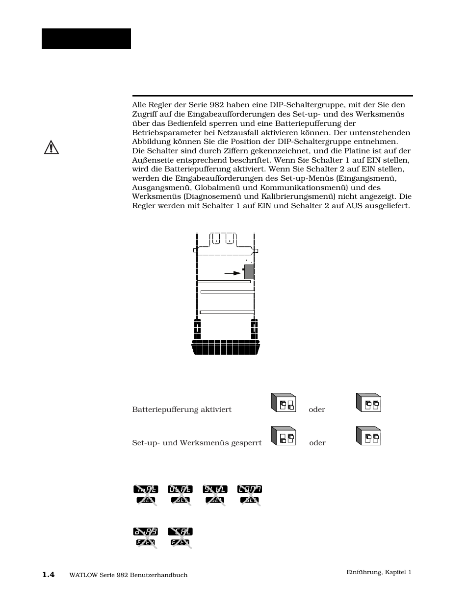 Dip-schalterstellungen, Dip-schalter | Watlow Series 984 User Manual | Page 8 / 128