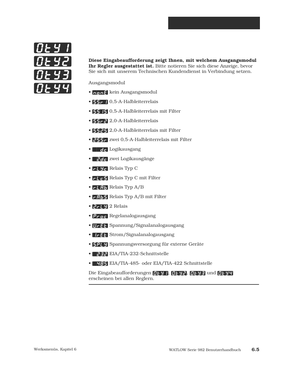 Module für die ausgänge 1, 2, 3 und 4, Oty1] [oty2] [oty3] [oty4, Werksmenü: diagnose | Watlow Series 984 User Manual | Page 91 / 128