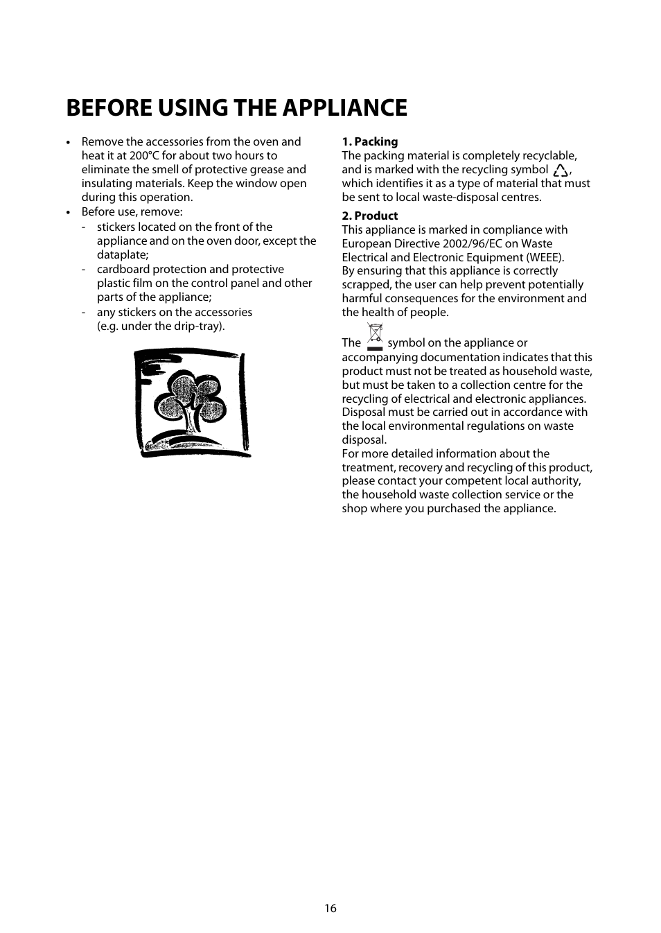 Before using the appliance | Whirlpool ACM812 User Manual | Page 15 / 39