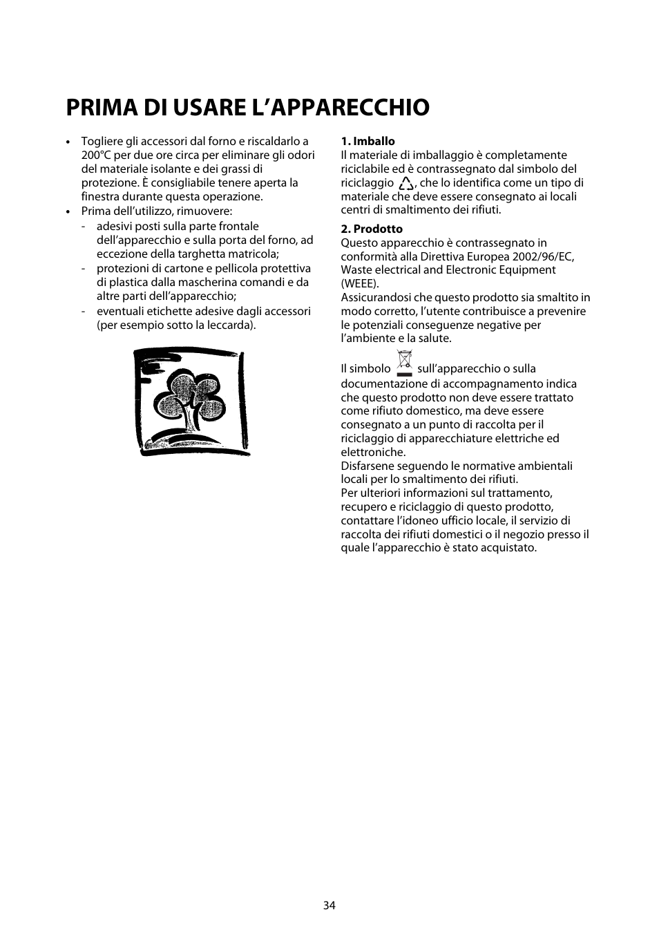 Prima di usare l’apparecchio | Whirlpool ACM812 User Manual | Page 33 / 39