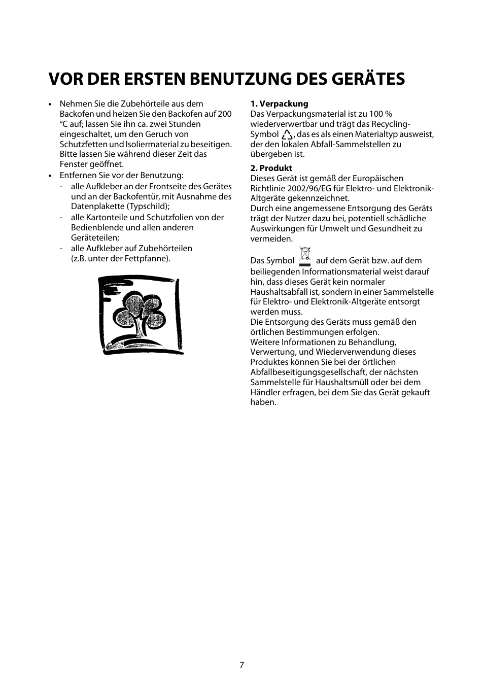 Vor der ersten benutzung des gerätes | Whirlpool ACM812 User Manual | Page 6 / 39