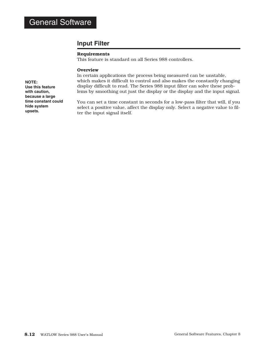 Input filter, 12 input filter, General software | Watlow Series 988 User Manual | Page 128 / 153
