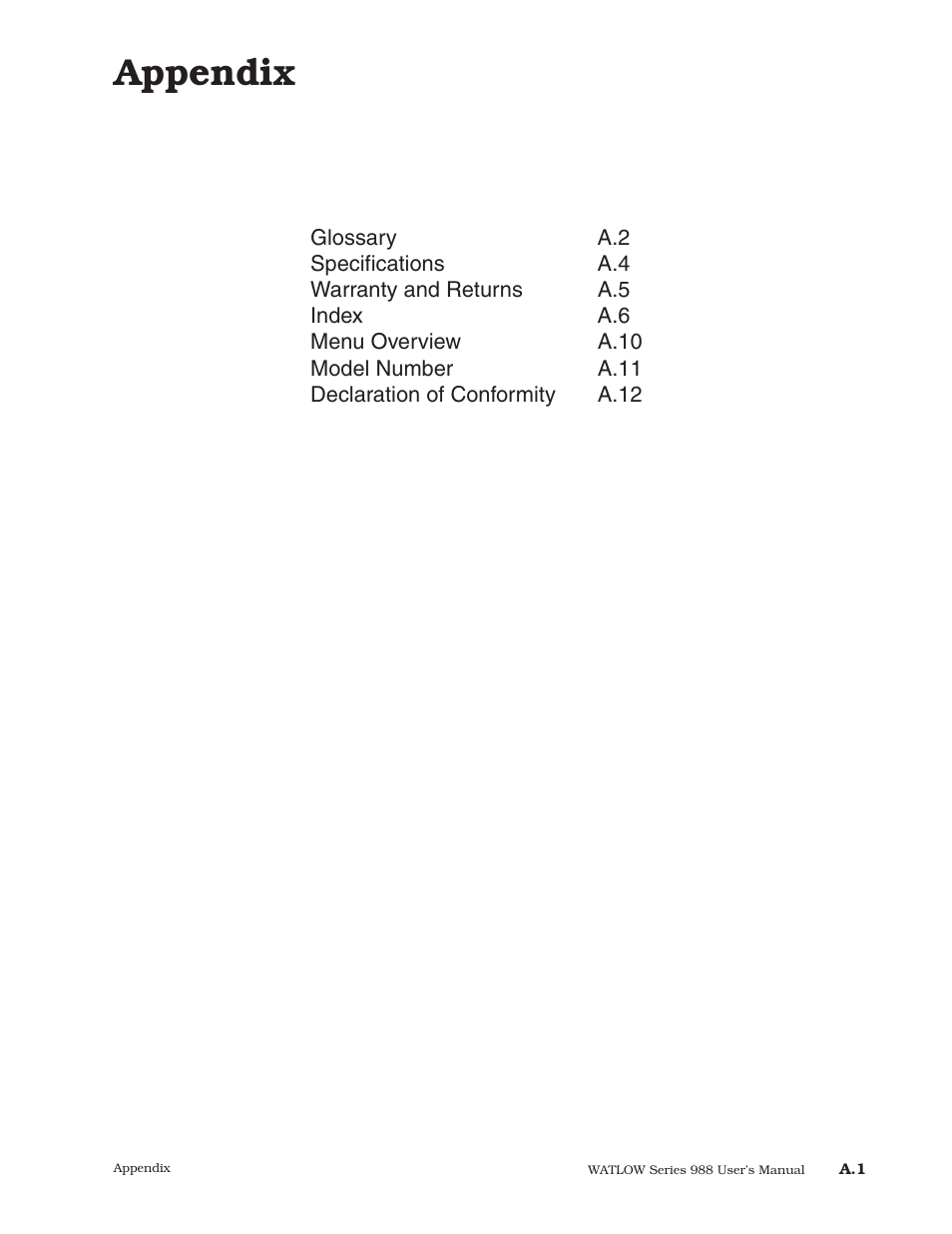 Appendix | Watlow Series 988 User Manual | Page 141 / 153