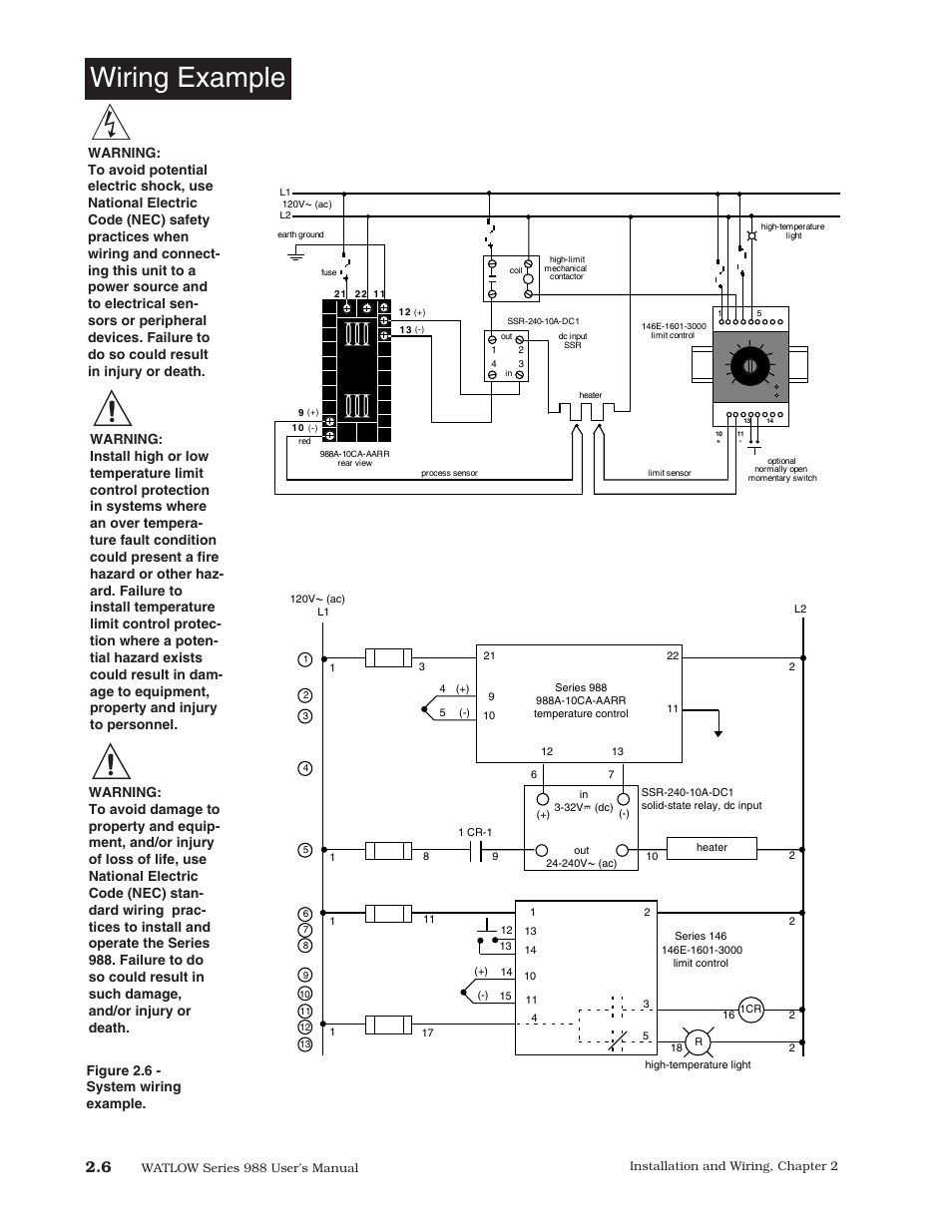 Wiring example, Figure 2.6 - system wiring example | Watlow Series 988 User Manual | Page 16 / 153