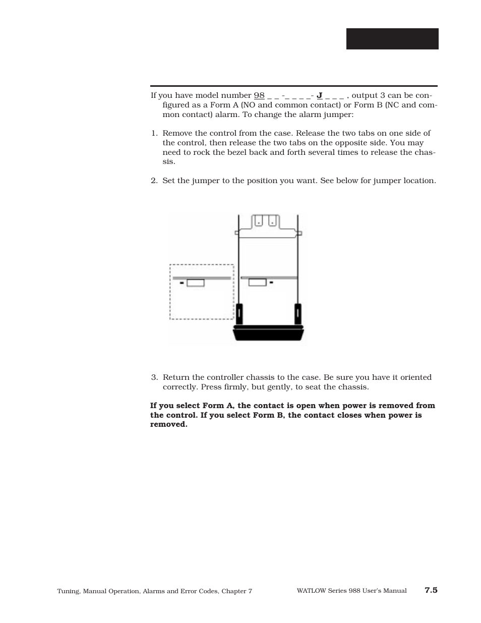 Changing the output 3 alarm jumper, Alarms | Watlow Series 988 User Manual | Page 109 / 163