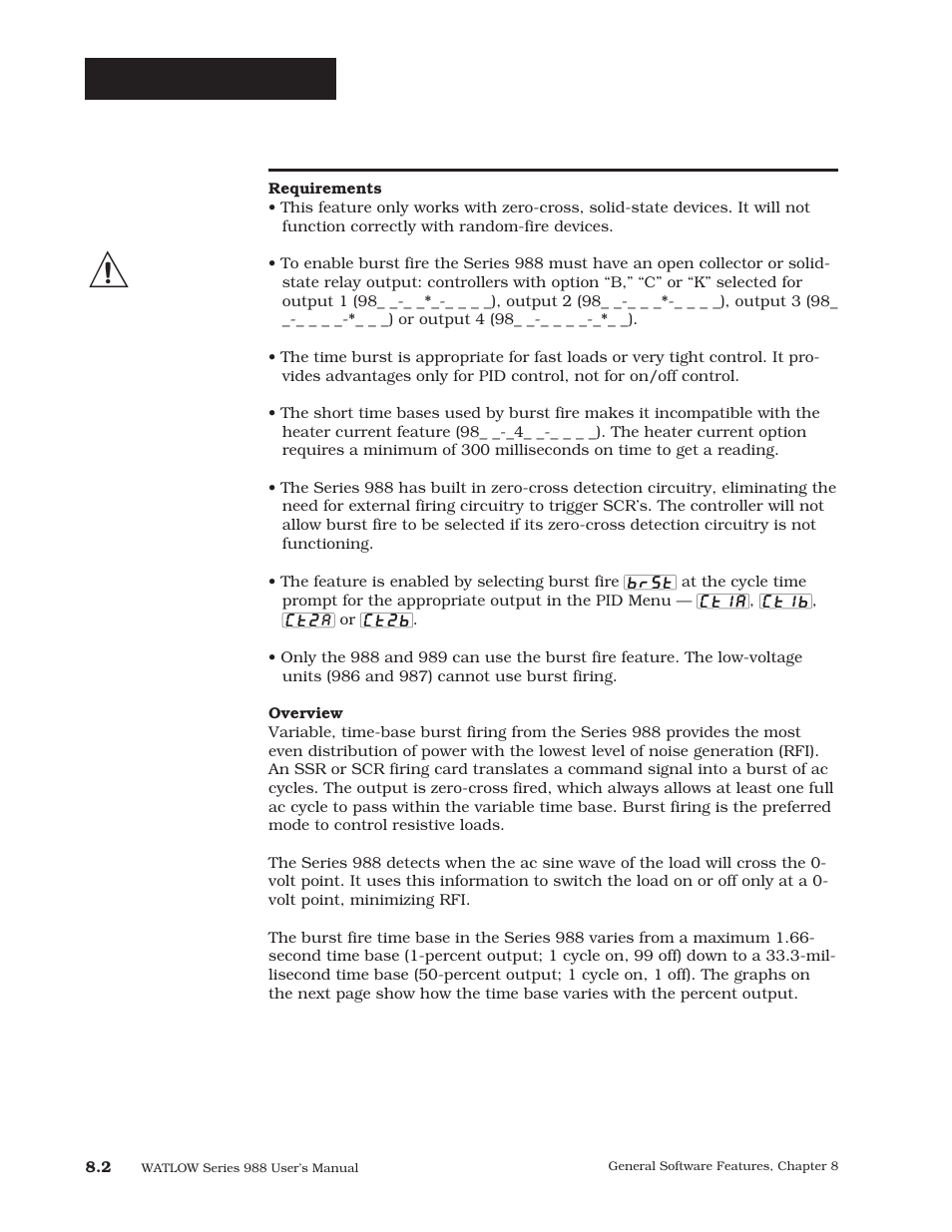Burst fire, General software | Watlow Series 988 User Manual | Page 116 / 163