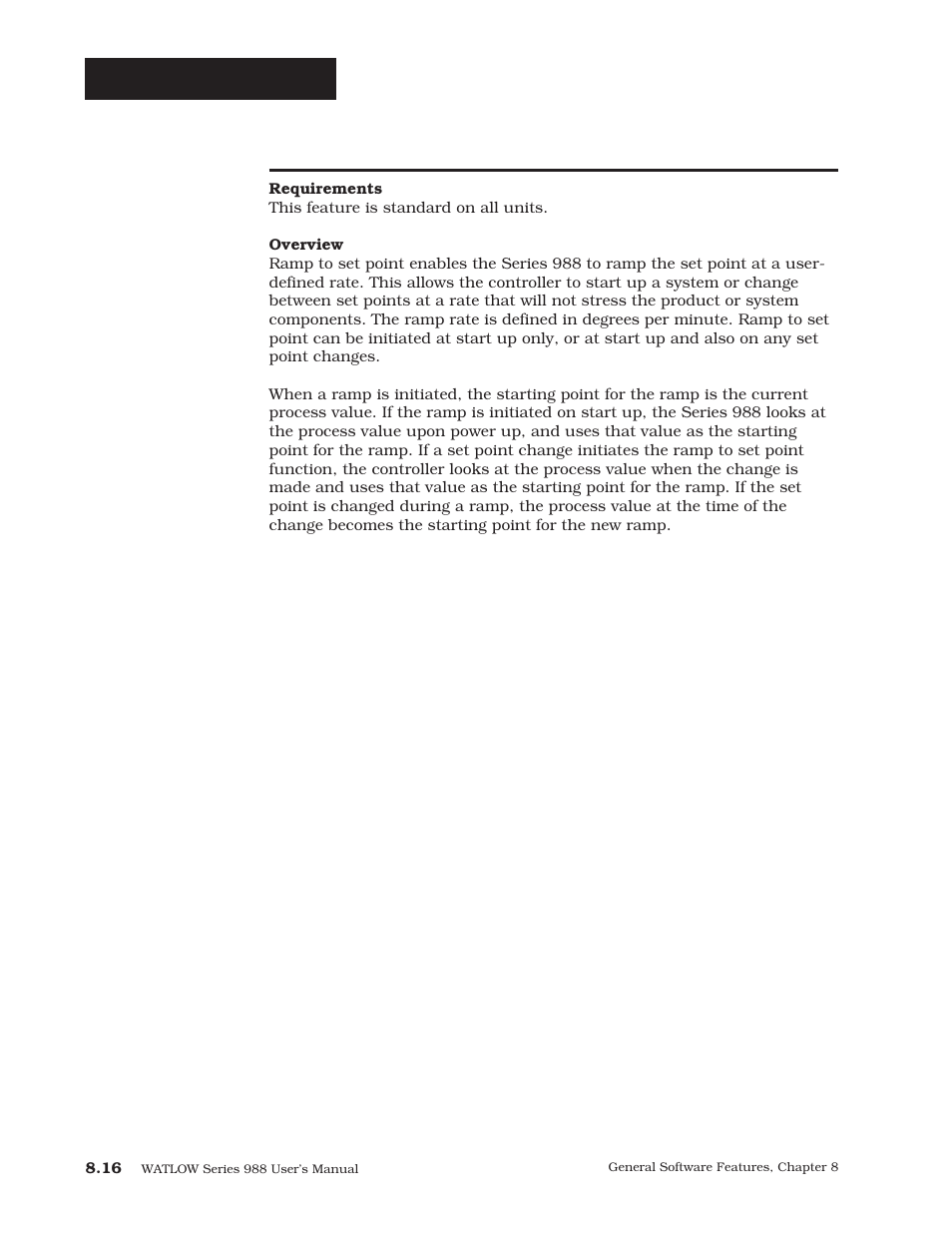 Ramp to set point, General software | Watlow Series 988 User Manual | Page 130 / 163