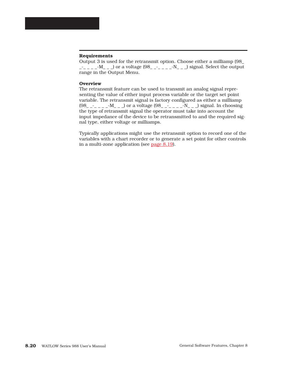 Retransmit, General software | Watlow Series 988 User Manual | Page 134 / 163