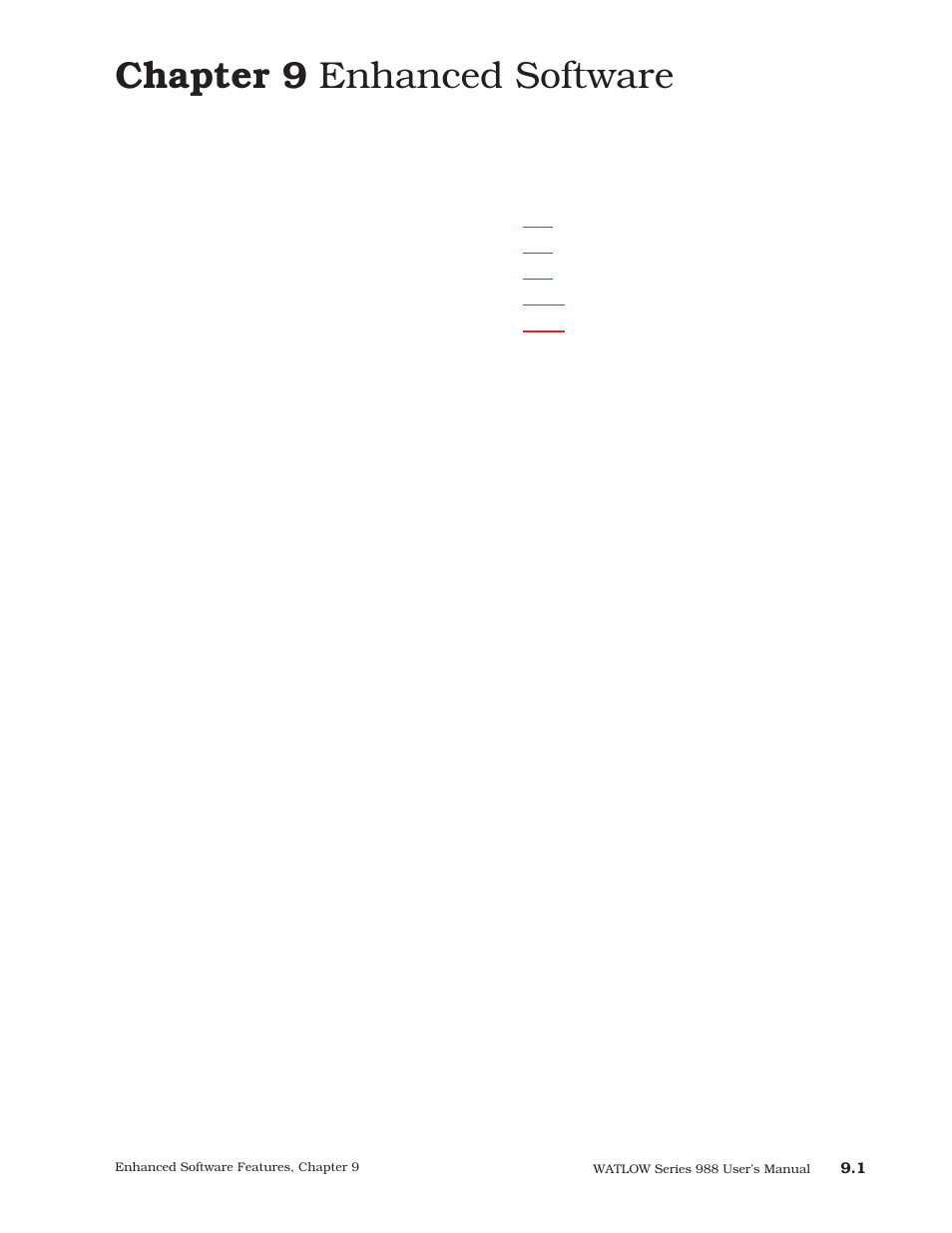 Chapter 9, Chapter 9 enhanced software | Watlow Series 988 User Manual | Page 138 / 163