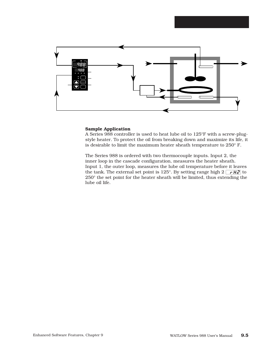 Enhanced software, Figure 9.5 - lube oil tank with cascade control | Watlow Series 988 User Manual | Page 142 / 163