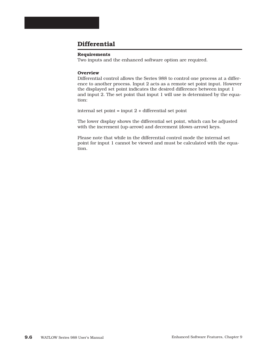 Differential, Enhanced software | Watlow Series 988 User Manual | Page 143 / 163