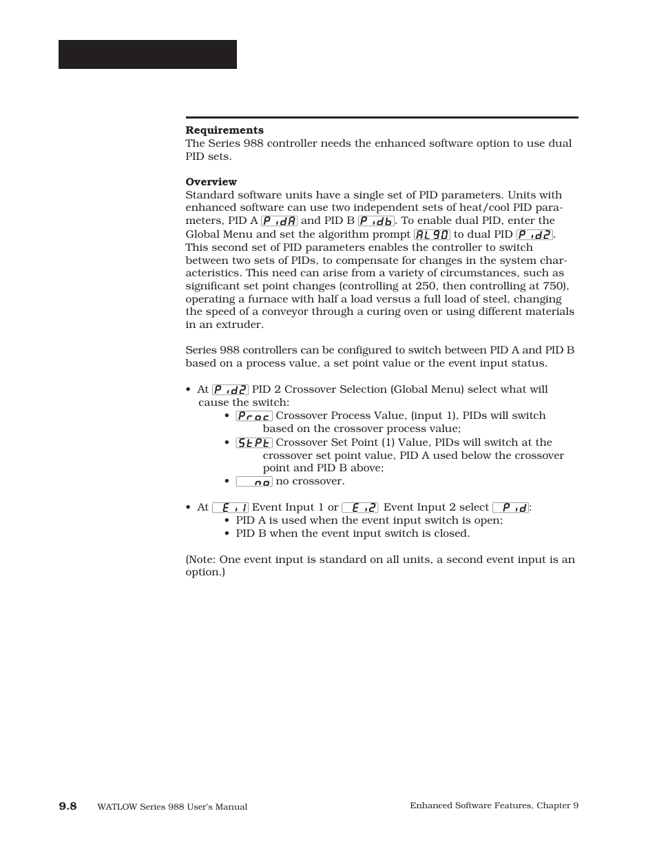 Dual pid sets, Enhanced software | Watlow Series 988 User Manual | Page 145 / 163