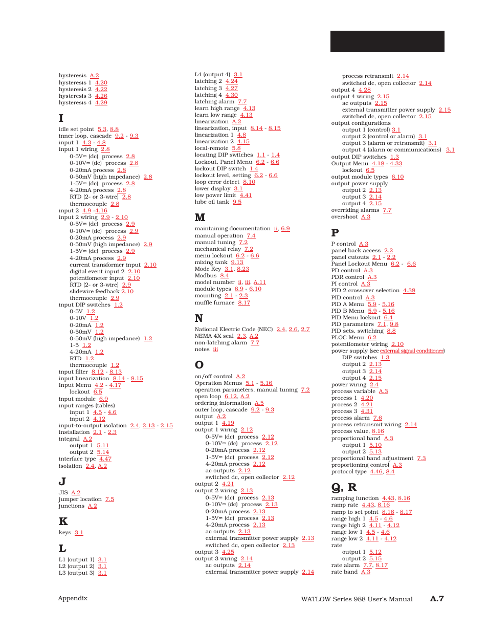 Index h-r, Q, r | Watlow Series 988 User Manual | Page 157 / 163