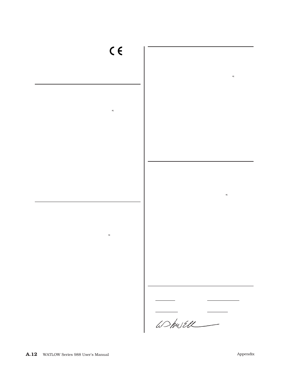 Declaration of conformity, A.12 | Watlow Series 988 User Manual | Page 162 / 163