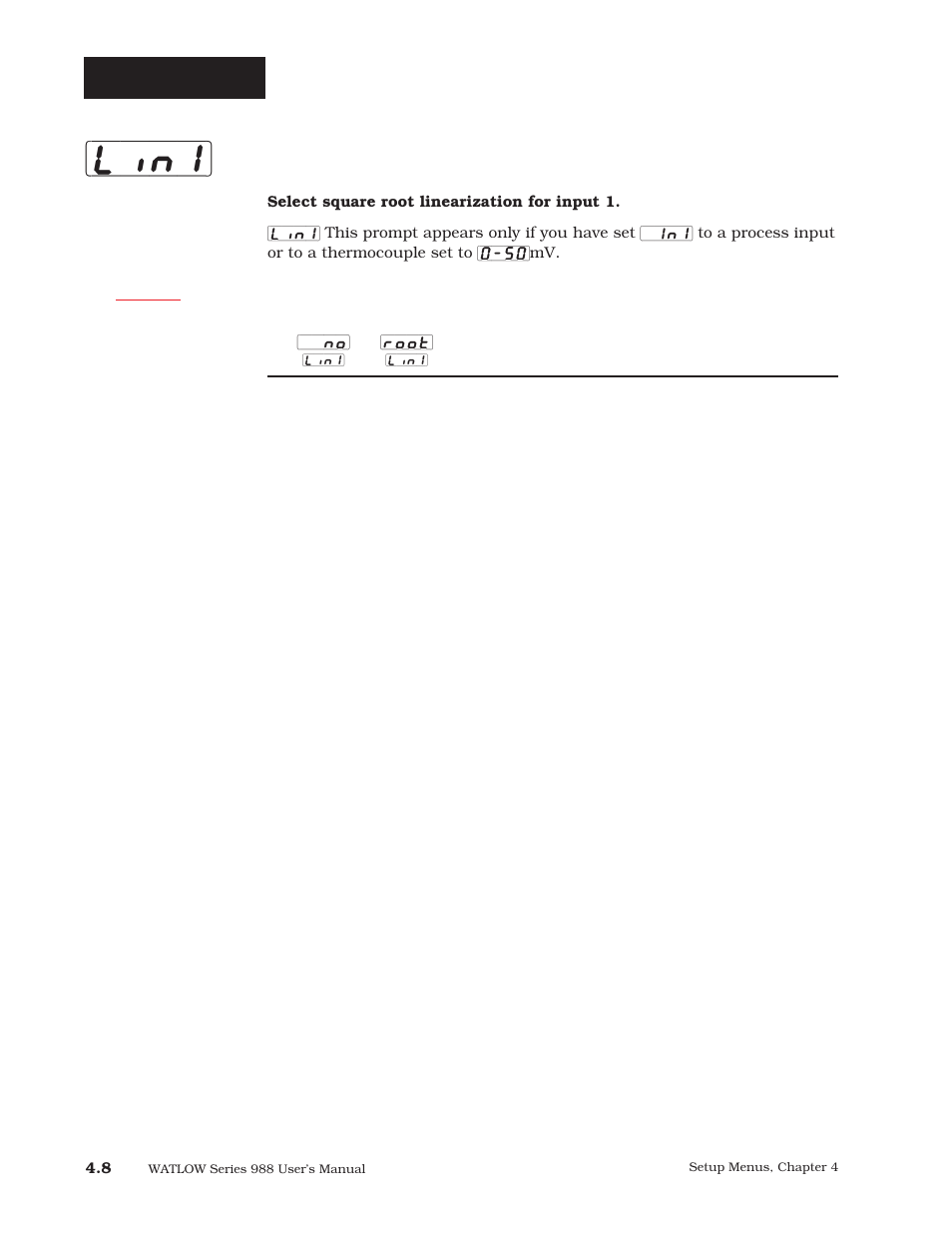 Lin1, Setup-input, Linearization 1 | Watlow Series 988 User Manual | Page 35 / 163