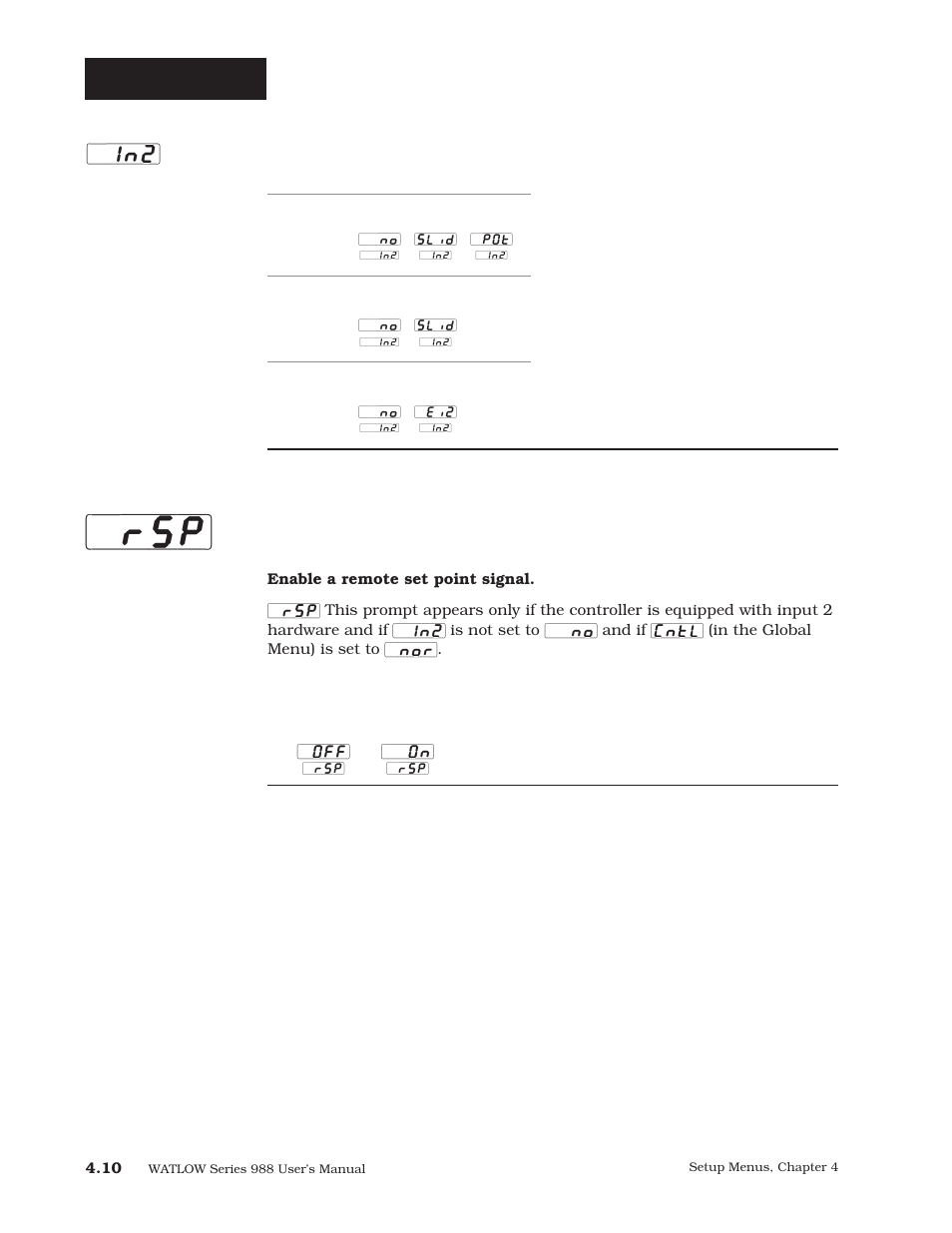 Setup-input, Remote set point | Watlow Series 988 User Manual | Page 37 / 163