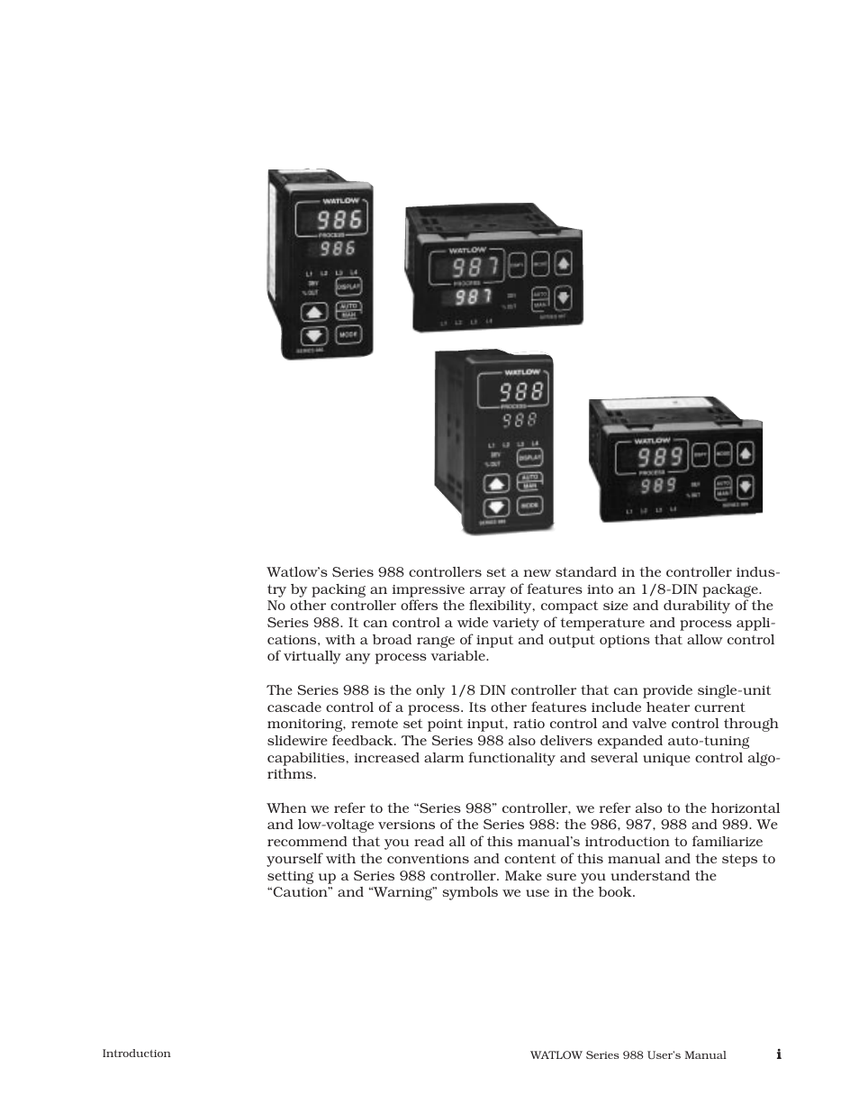 Introduction, Introduction to the watlow series 988 controllers | Watlow Series 988 User Manual | Page 4 / 163