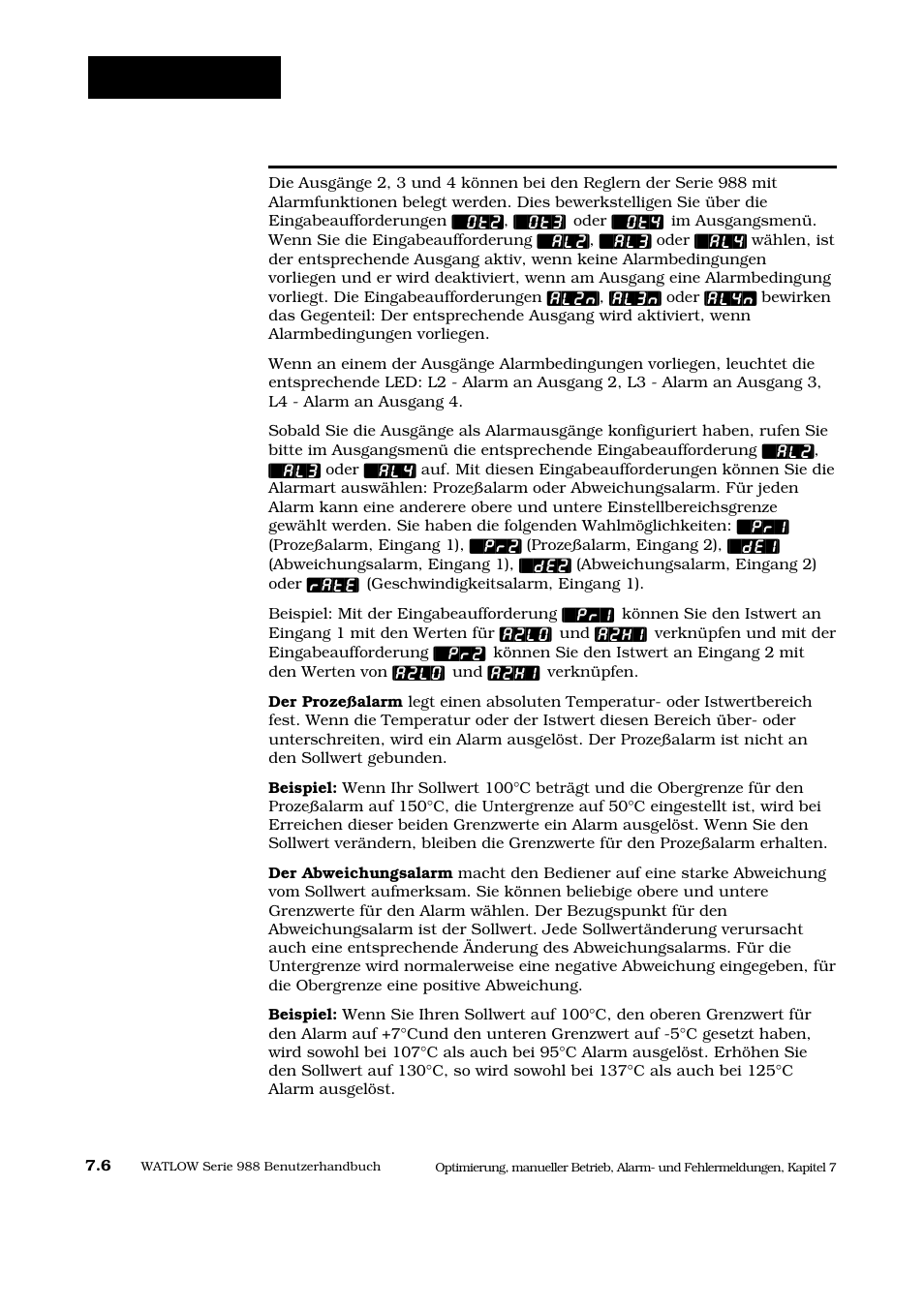 Alarmoptionen, Alarmfunktionen | Watlow Series 988 User Manual | Page 111 / 128