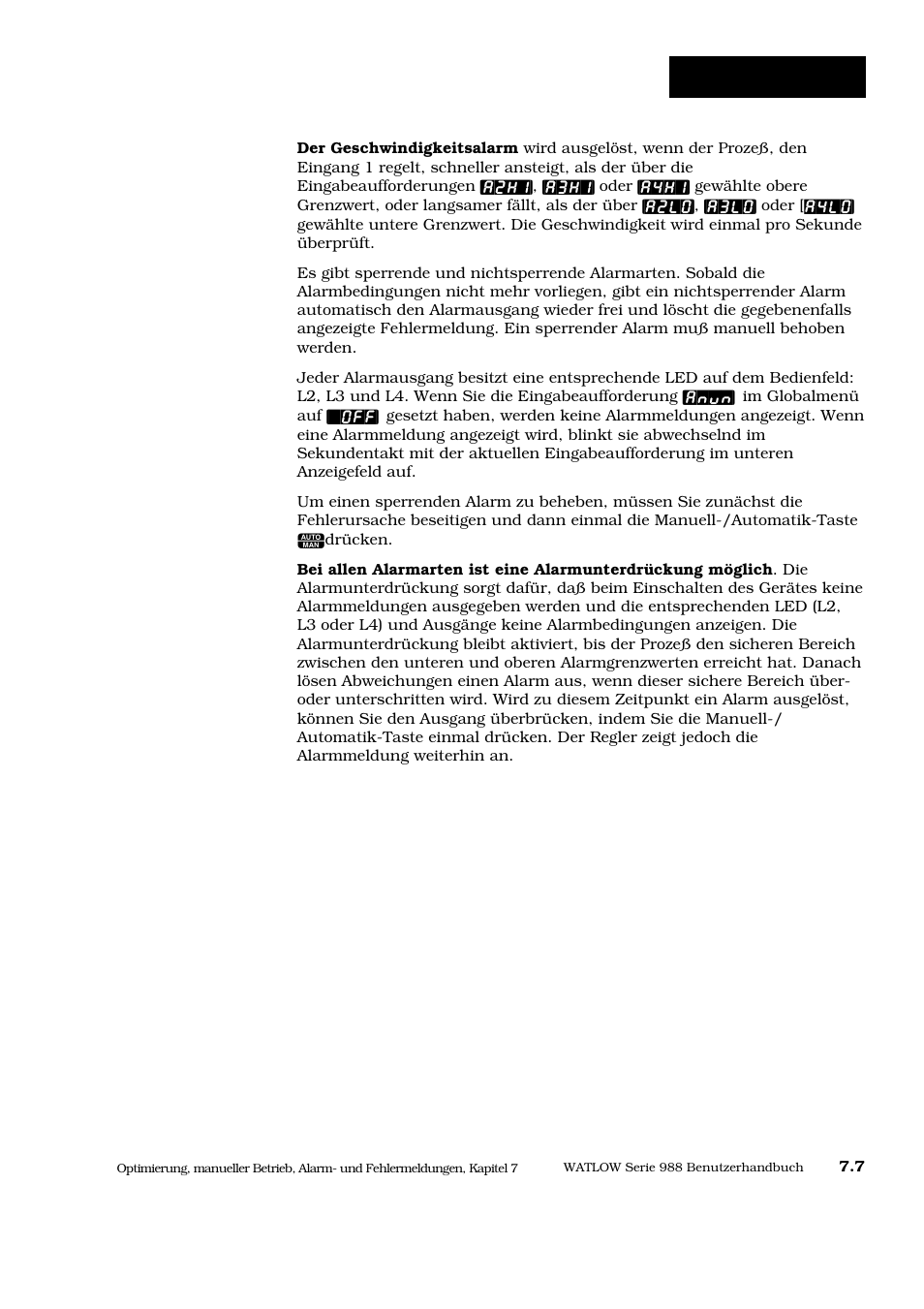 Alarmoptionen | Watlow Series 988 User Manual | Page 112 / 128