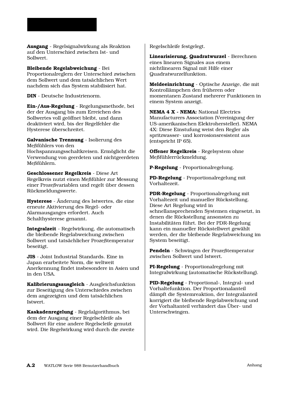 Glossar, Glossar, a-p | Watlow Series 988 User Manual | Page 117 / 128