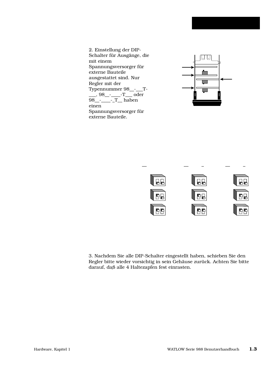 Dip-schalter, Ausgang 2 ausgang 3 ausgang 4 | Watlow Series 988 User Manual | Page 8 / 128