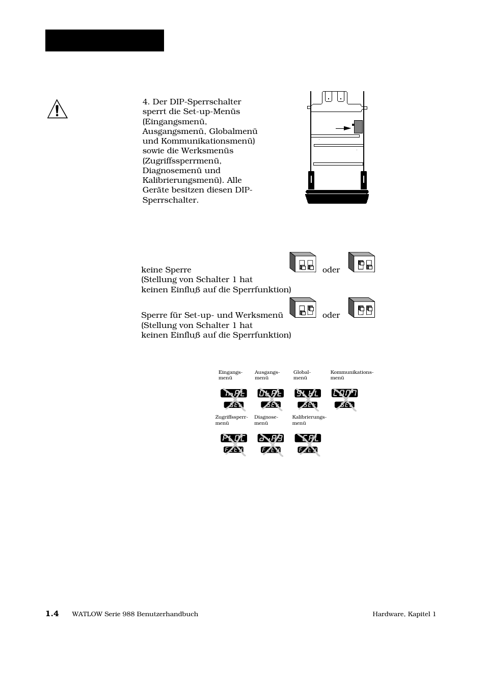 Dip-schalter | Watlow Series 988 User Manual | Page 9 / 128