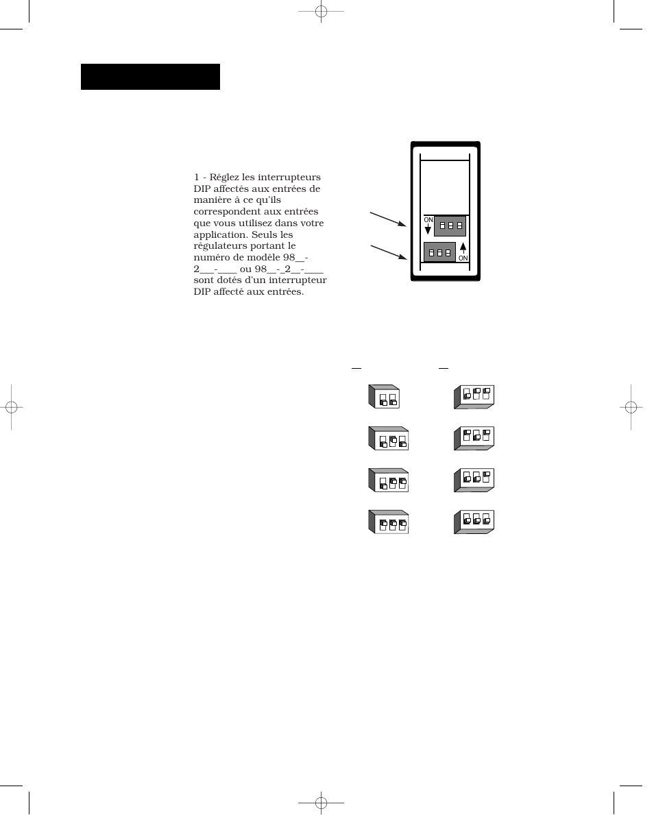 Interrupteurs dip, Entrée 1 entrée 2 | Watlow Series 988 User Manual | Page 10 / 132