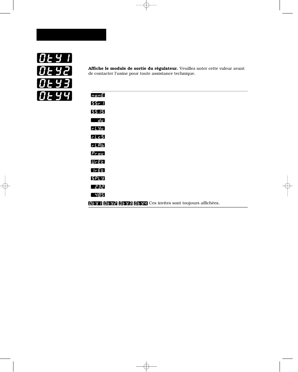 Modules de sortie 1, 2, 3 et 4, Oty1] [oty2] [oty3] [oty4, Usine-diagnostics | Watlow Series 988 User Manual | Page 104 / 132