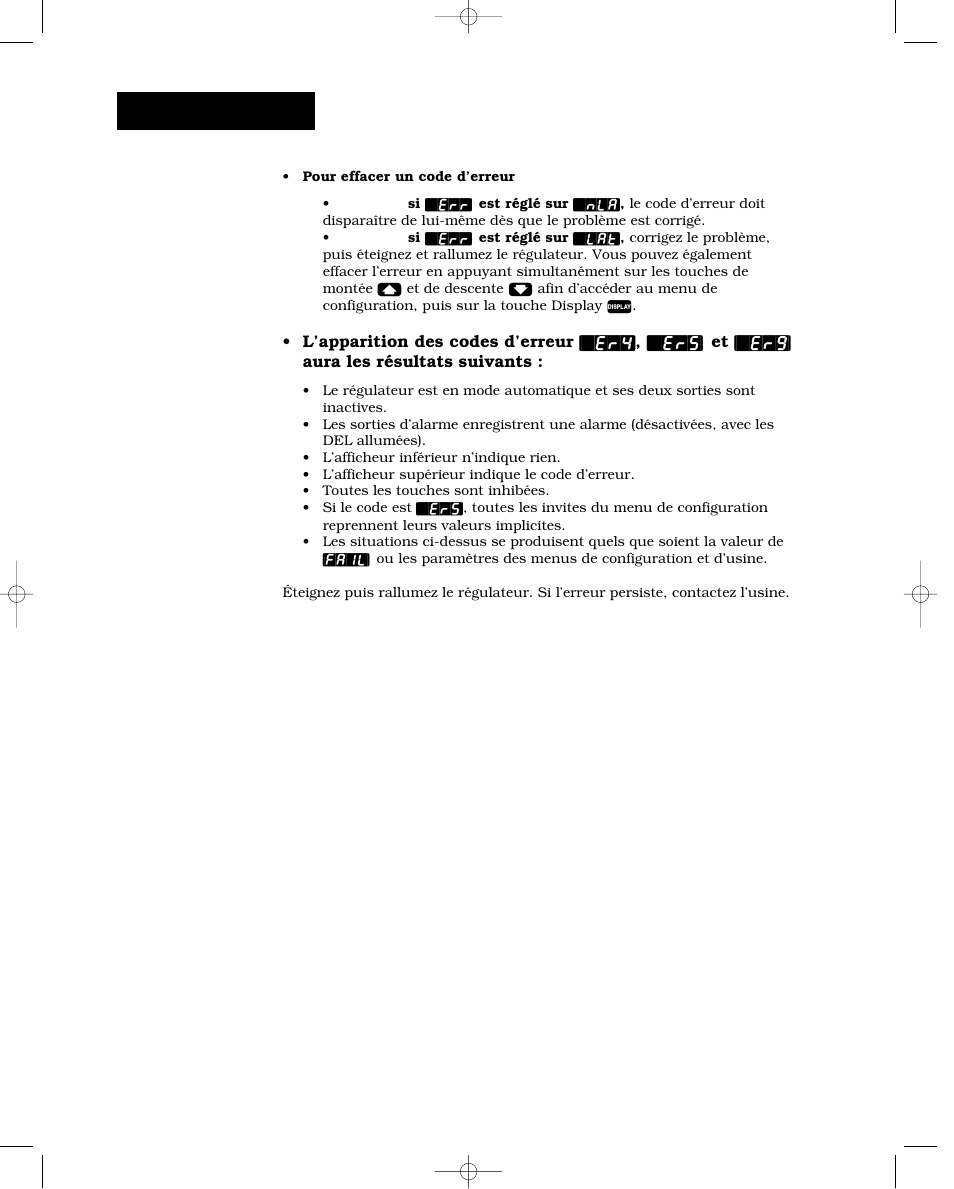 Codes d’erreur | Watlow Series 988 User Manual | Page 118 / 132