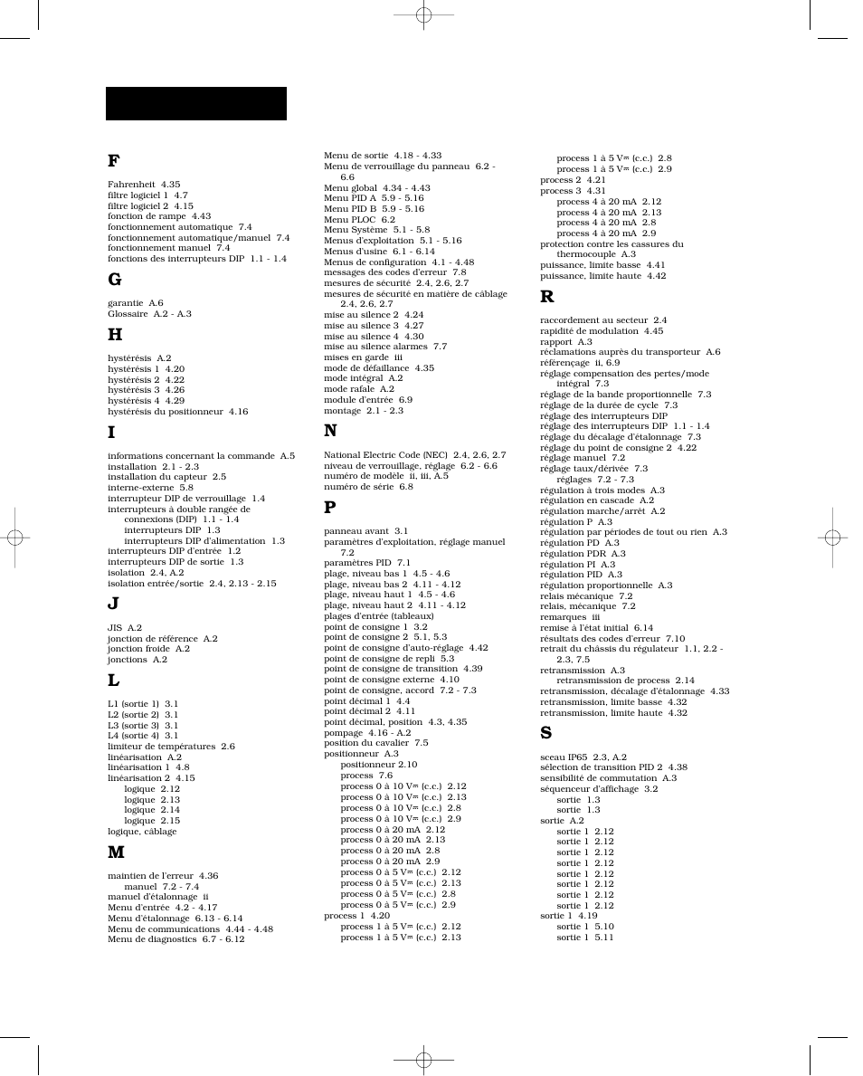 Index f-s | Watlow Series 988 User Manual | Page 126 / 132