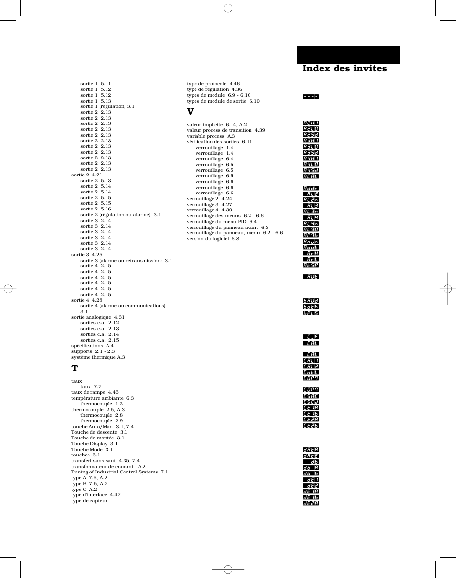 Index s-z, Index des invites | Watlow Series 988 User Manual | Page 127 / 132