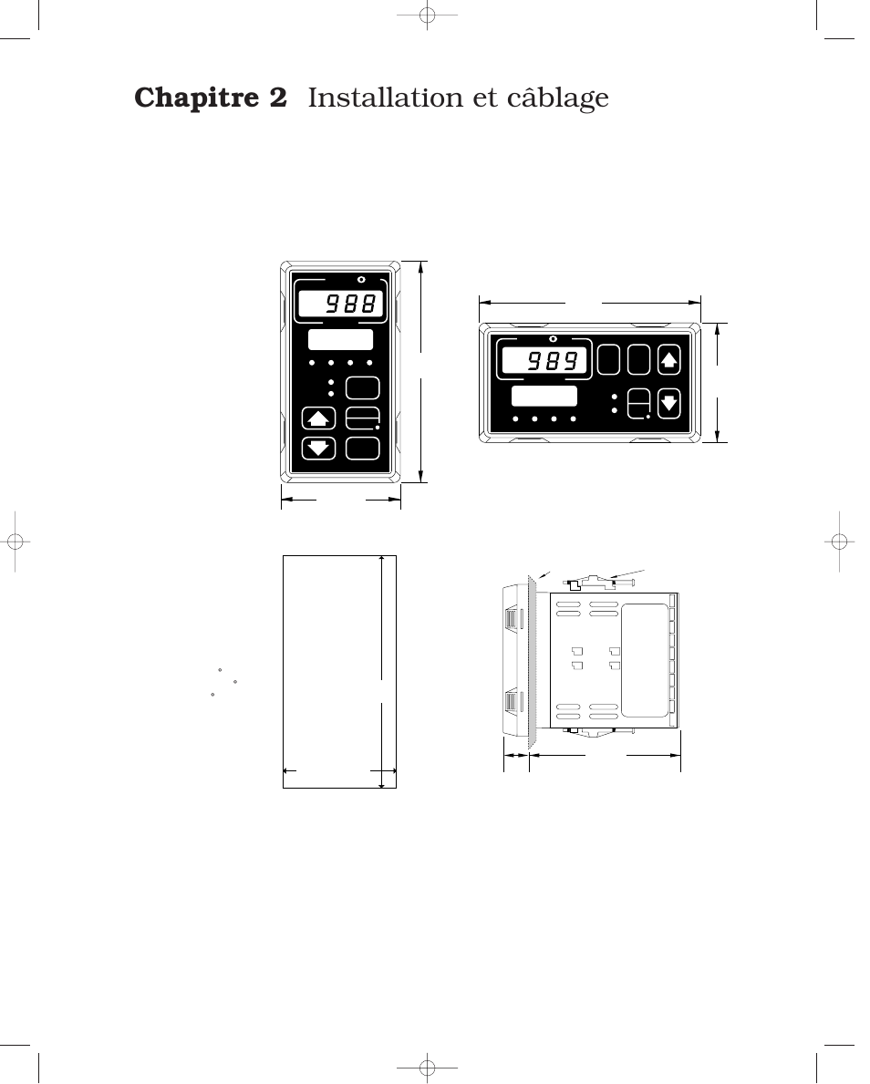 Chapitre 2 installation et câblage, Chapitre 2 installation et câblage 2.1, Découpe du panneau et dimensions | Watlow Series 988 User Manual | Page 13 / 132