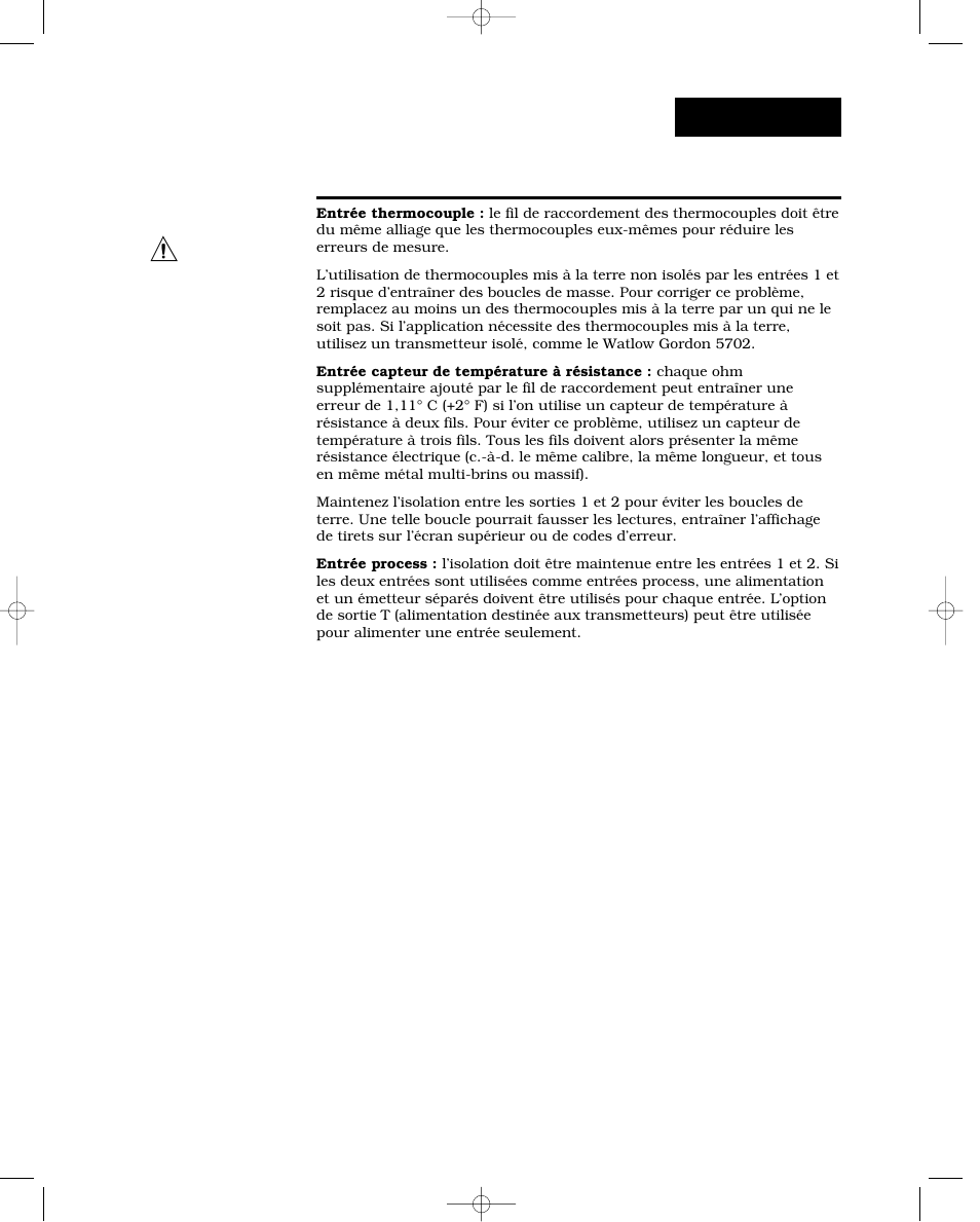 Règles générales d’installation des capteurs, Câblage | Watlow Series 988 User Manual | Page 17 / 132