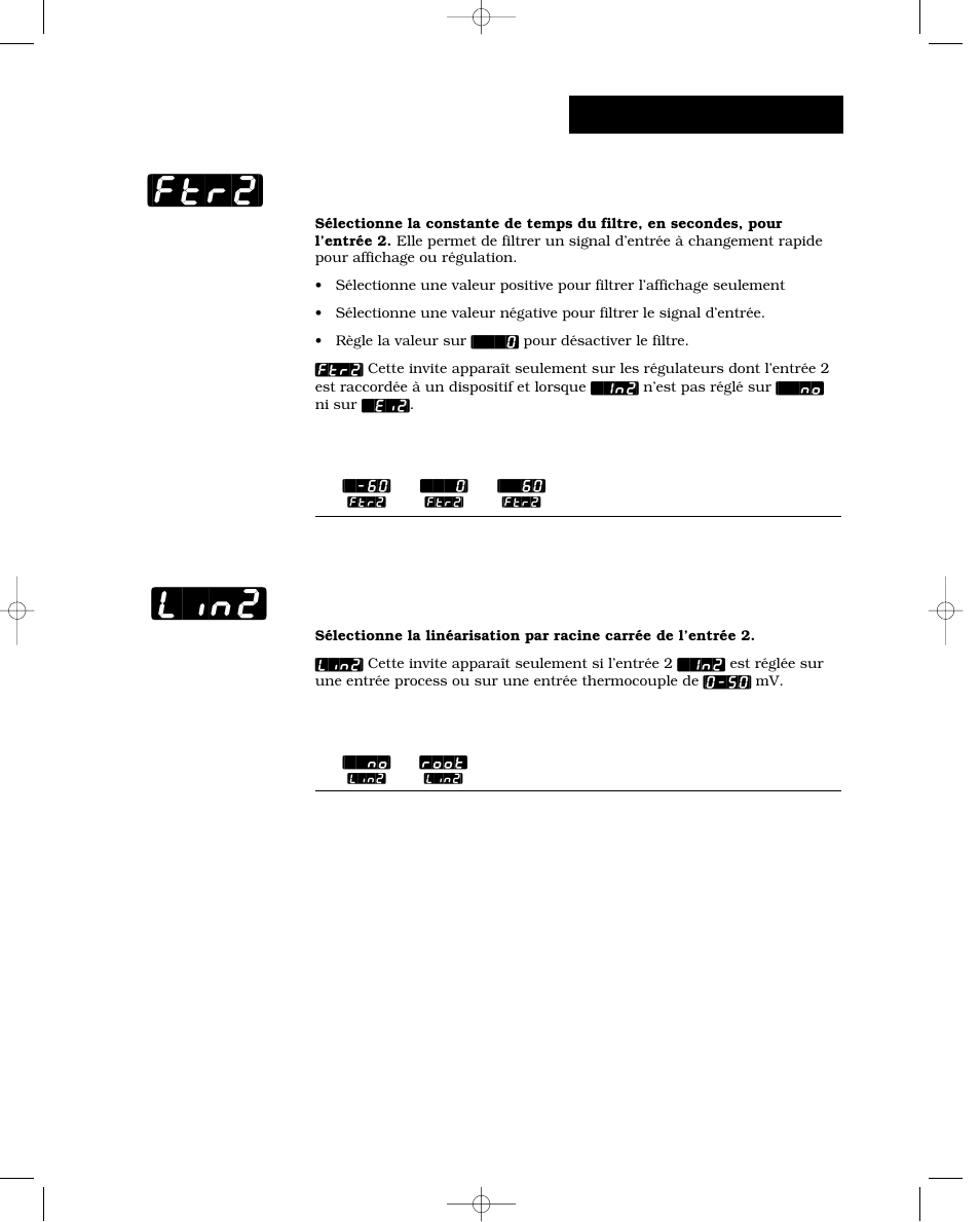 Filtre logiciel 2, Linéarisation 2, Ftr2] [lin2 | Configuration - entrée | Watlow Series 988 User Manual | Page 45 / 132