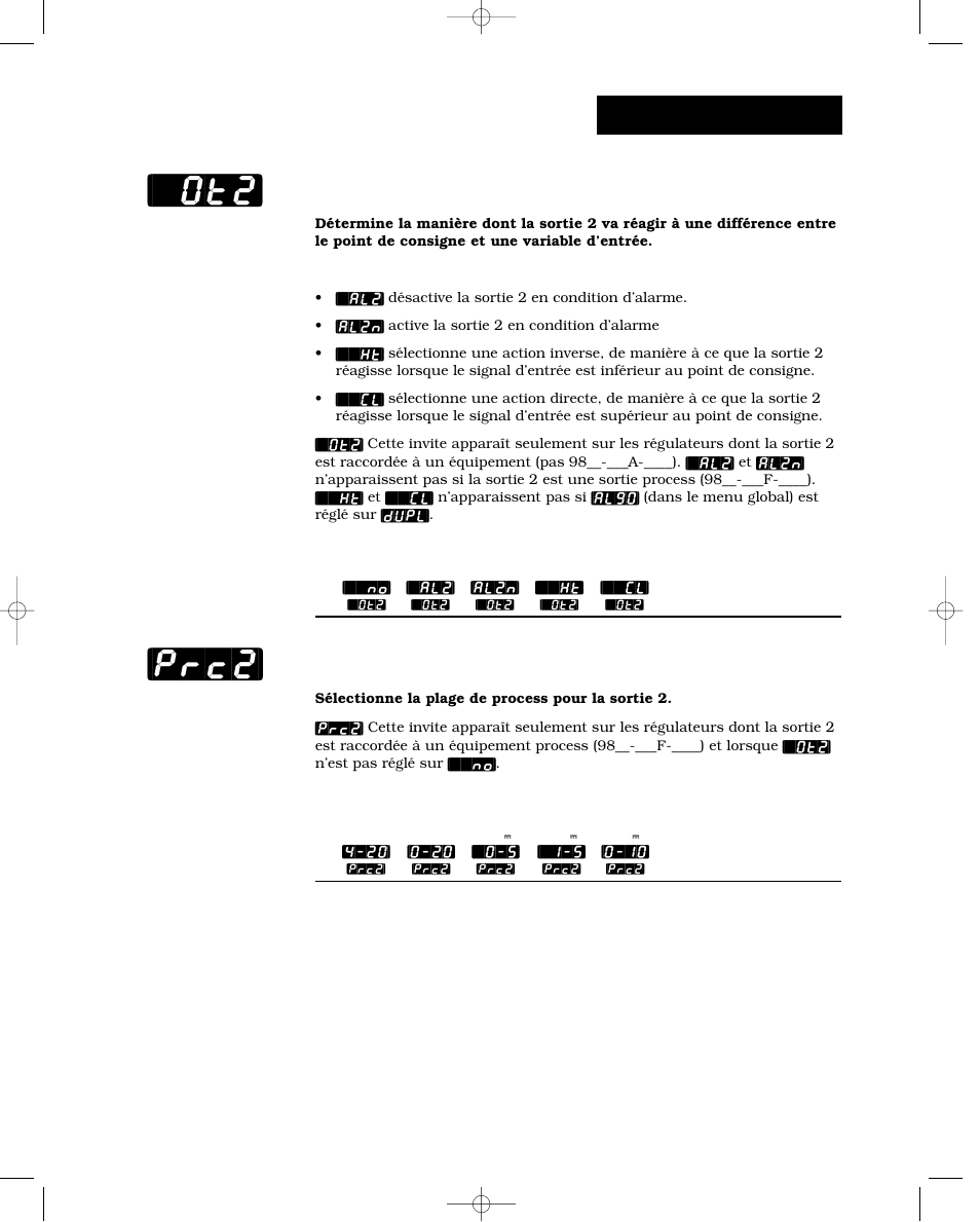 Sortie 2 [`ot2, Process 2, Ot2] [prc2 | Configuration-sortie, Sortie 2 | Watlow Series 988 User Manual | Page 51 / 132