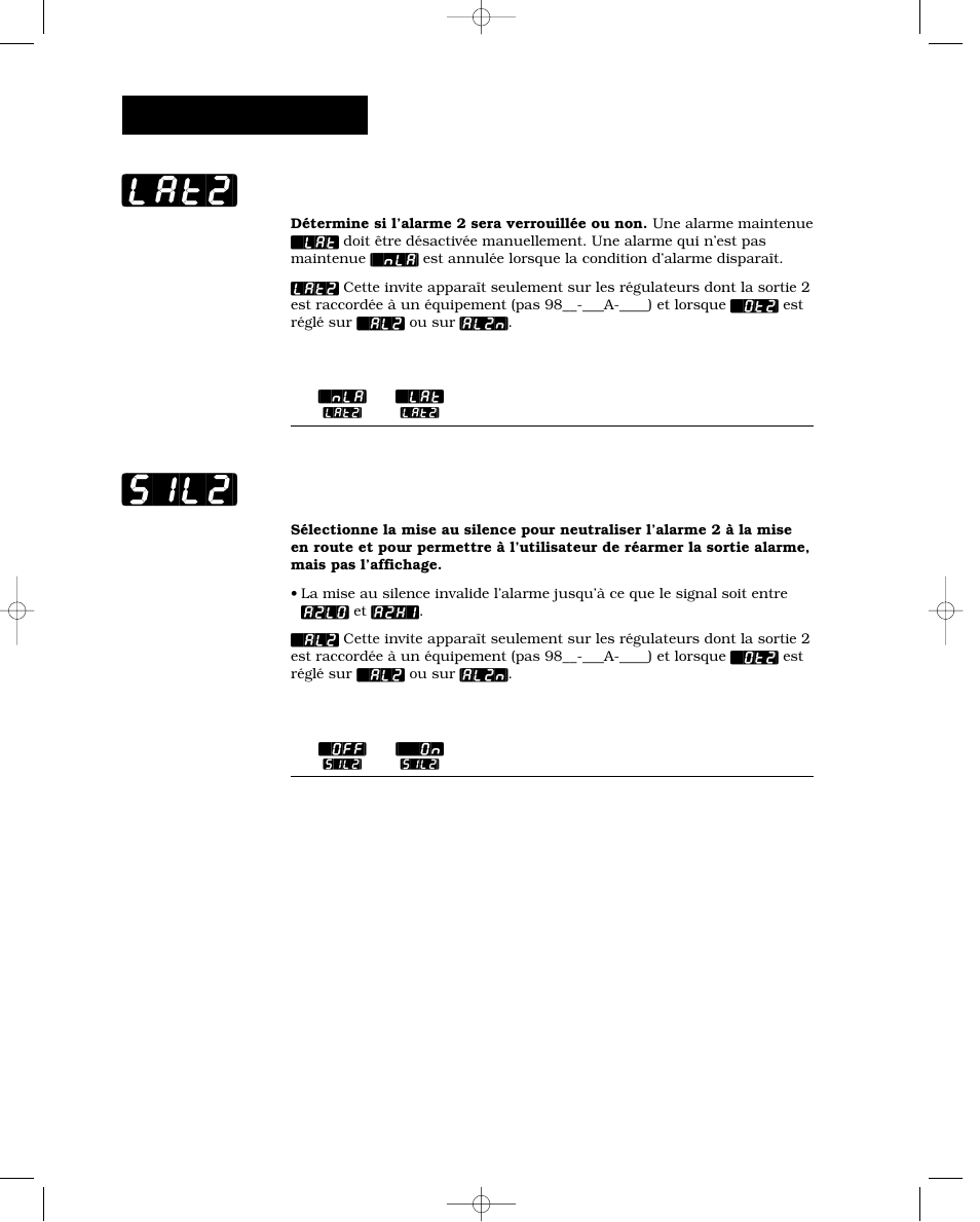 Verrouillage 2, Mise au silence 2, Lat2] [sil2 | Configuration-sortie | Watlow Series 988 User Manual | Page 54 / 132